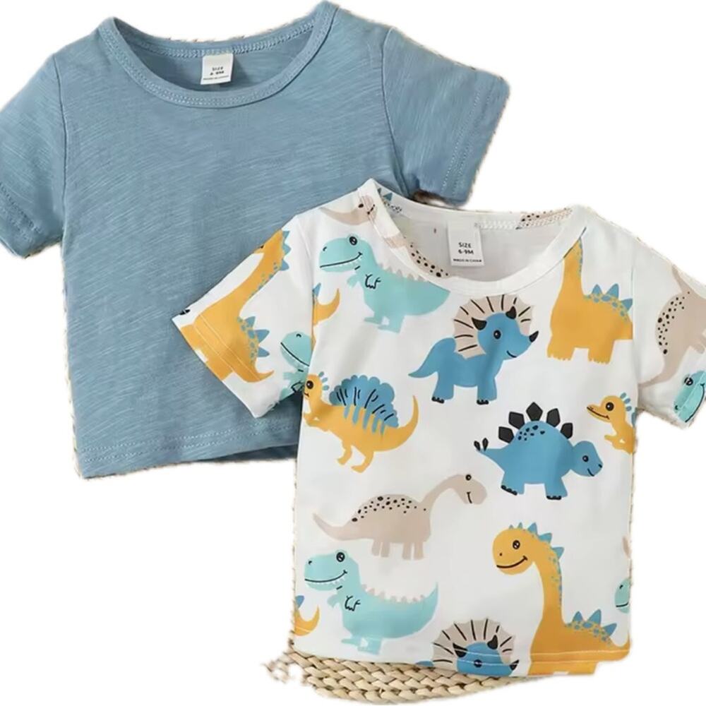 New set Kids Dinosaur Print and Blue T-Shirt 6-9 months